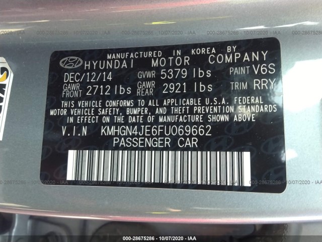 Photo 8 VIN: KMHGN4JE6FU069662 - HYUNDAI GENESIS 