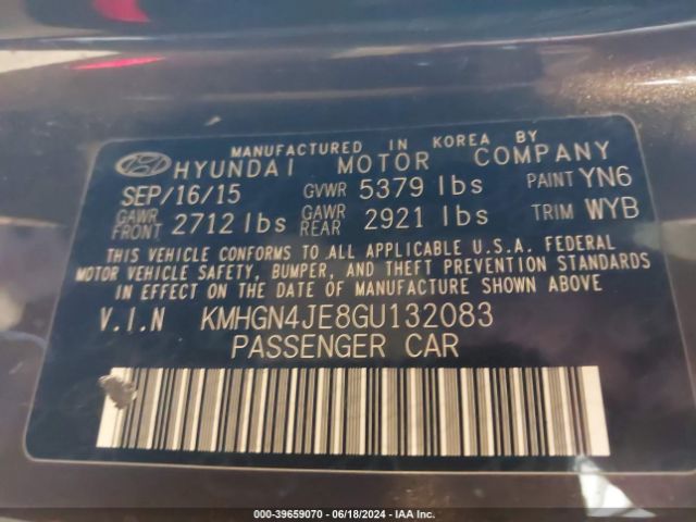 Photo 8 VIN: KMHGN4JE8GU132083 - HYUNDAI GENESIS 