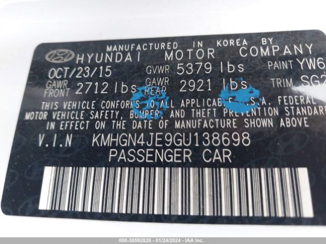 Photo 8 VIN: KMHGN4JE9GU138698 - HYUNDAI GENESIS 