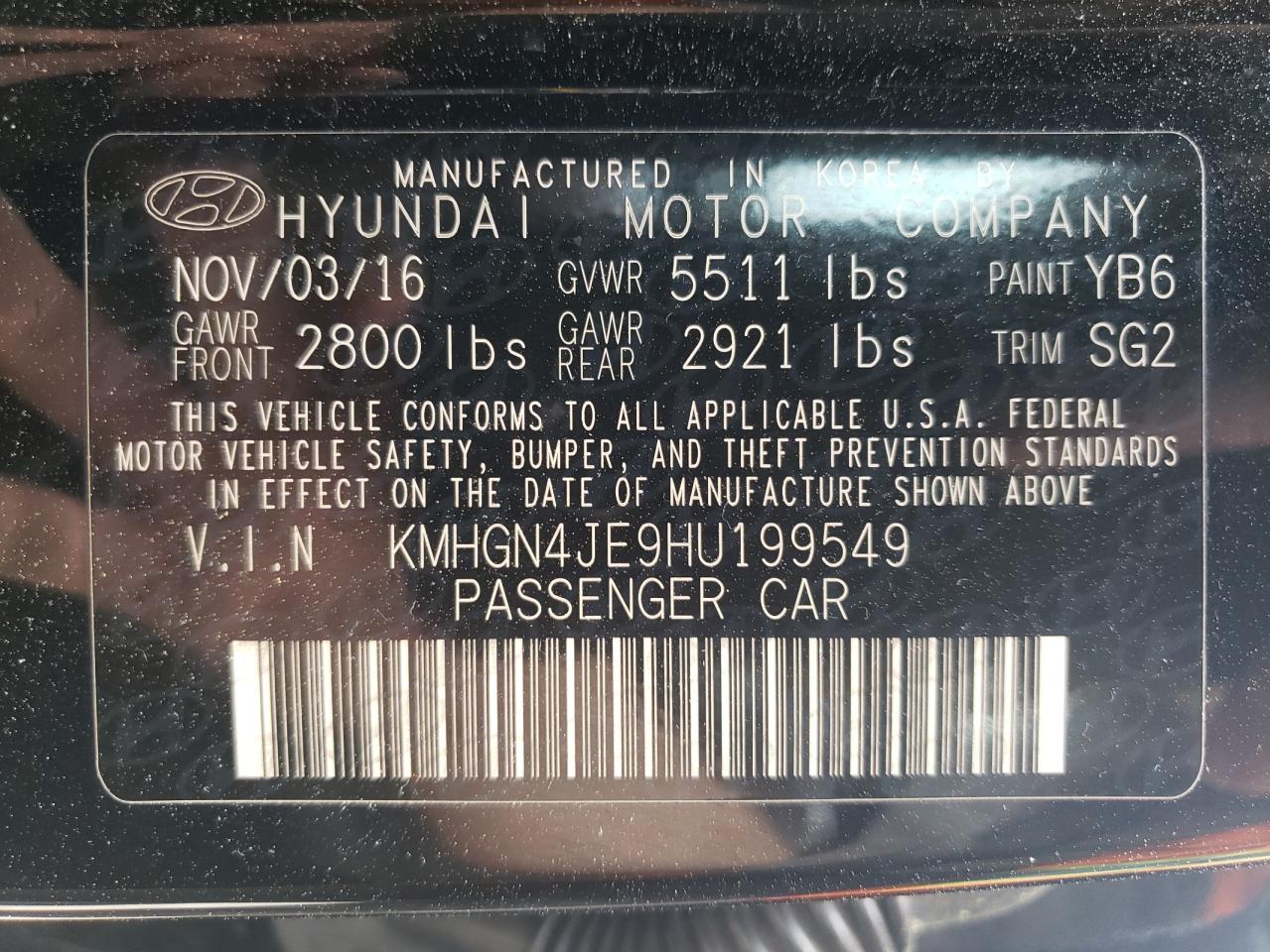 Photo 11 VIN: KMHGN4JE9HU199549 - GENESIS G80 