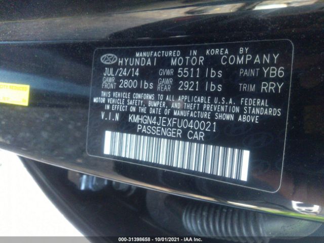 Photo 8 VIN: KMHGN4JEXFU040021 - HYUNDAI GENESIS 