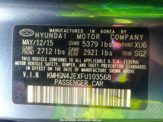 Photo 8 VIN: KMHGN4JEXFU103568 - HYUNDAI GENESIS 