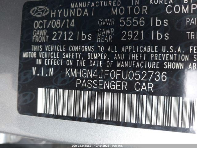 Photo 8 VIN: KMHGN4JF0FU052736 - HYUNDAI GENESIS 