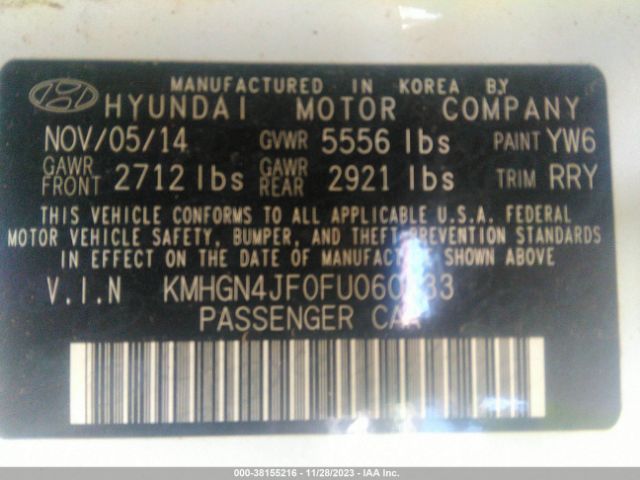 Photo 8 VIN: KMHGN4JF0FU060433 - HYUNDAI GENESIS 