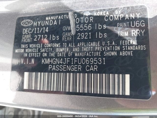 Photo 8 VIN: KMHGN4JF1FU069531 - HYUNDAI GENESIS 