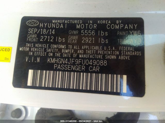 Photo 8 VIN: KMHGN4JF9FU049088 - HYUNDAI GENESIS 