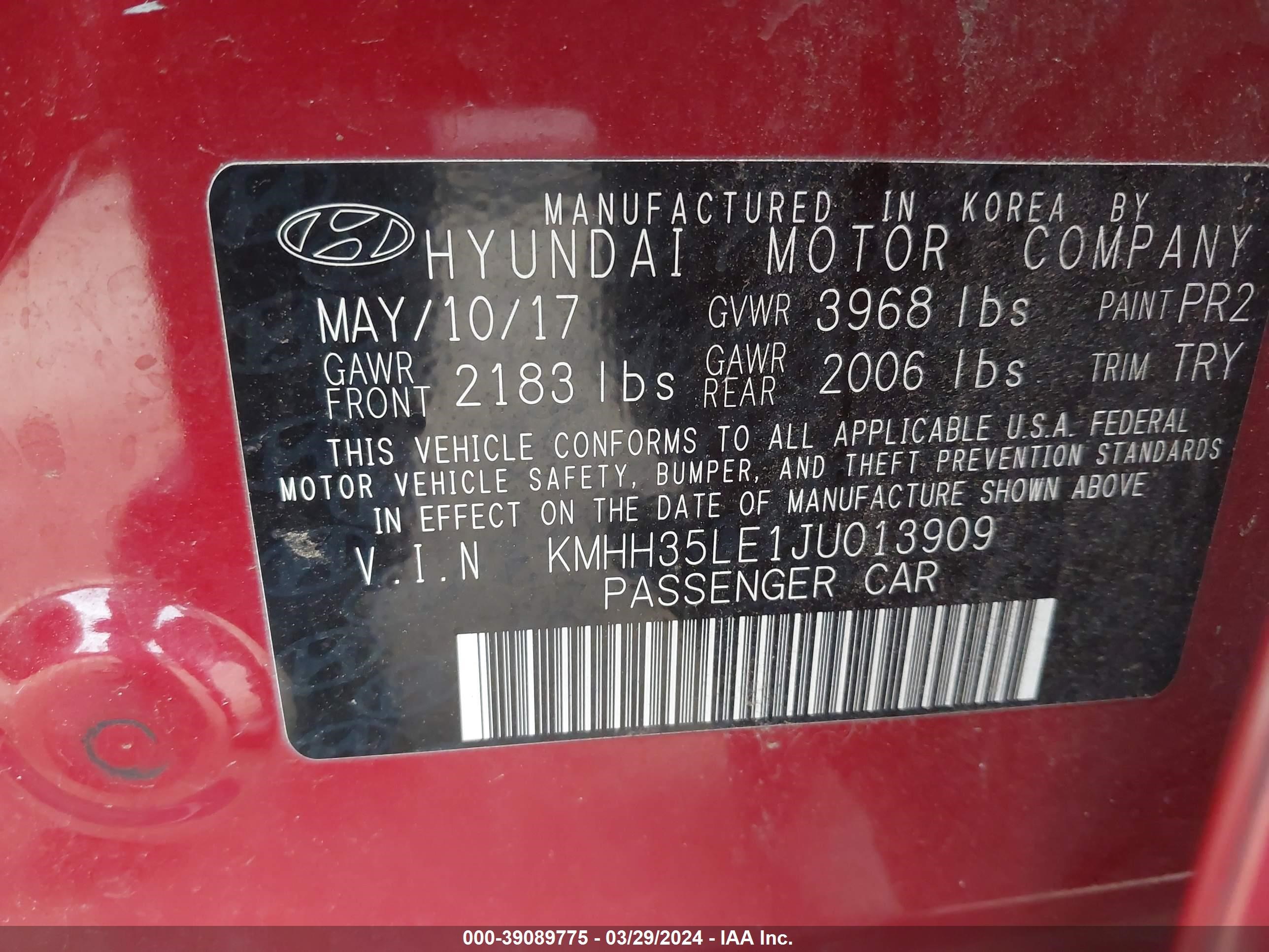 Photo 8 VIN: KMHH35LE1JU013909 - HYUNDAI ELANTRA 