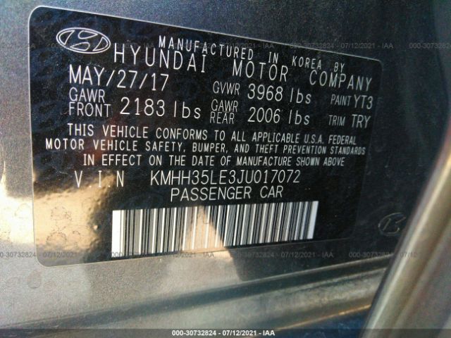 Photo 8 VIN: KMHH35LE3JU017072 - HYUNDAI ELANTRA GT 