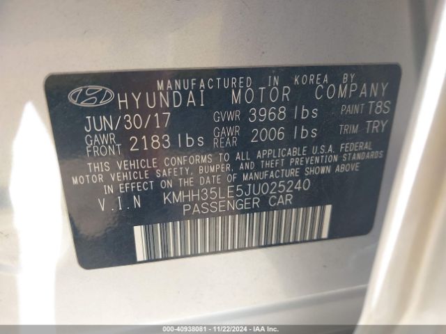 Photo 8 VIN: KMHH35LE5JU025240 - HYUNDAI ELANTRA GT 