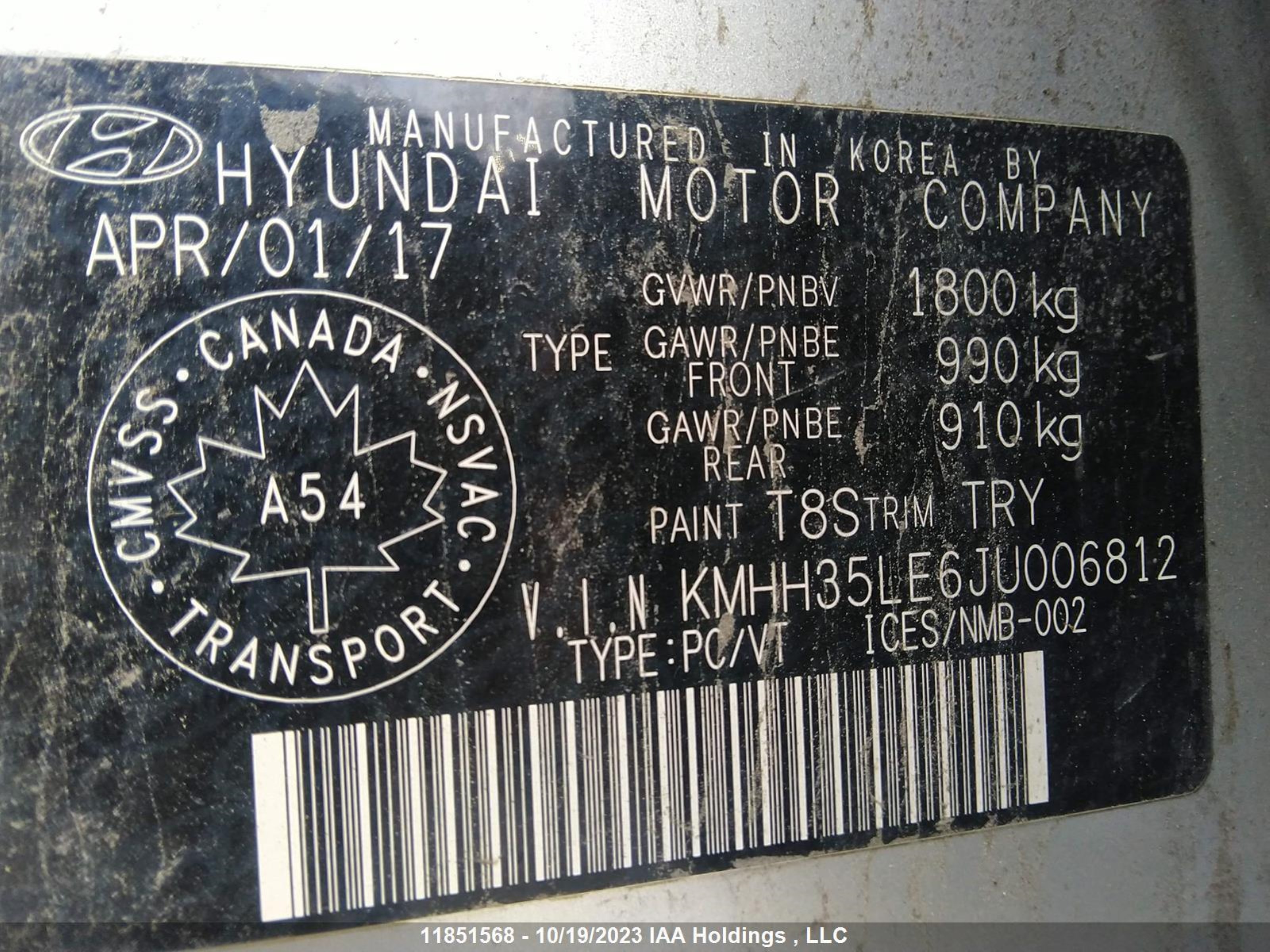 Photo 8 VIN: KMHH35LE6JU006812 - HYUNDAI ELANTRA 