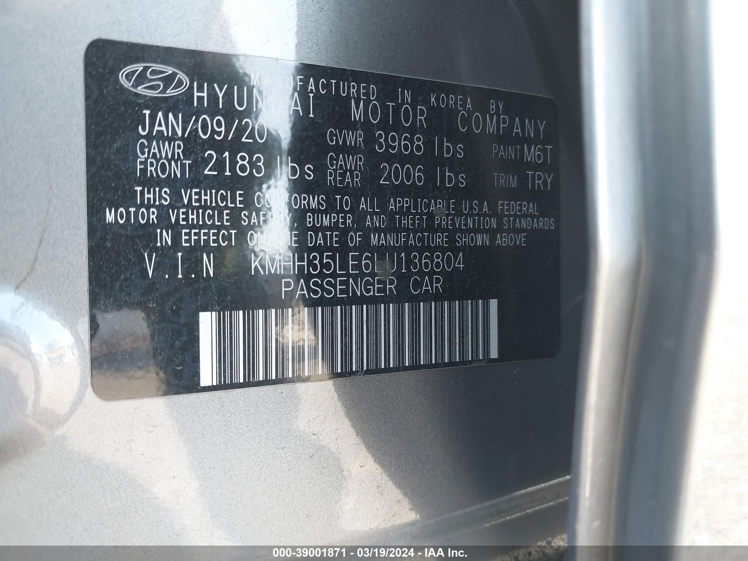 Photo 8 VIN: KMHH35LE6LU136804 - HYUNDAI ELANTRA 