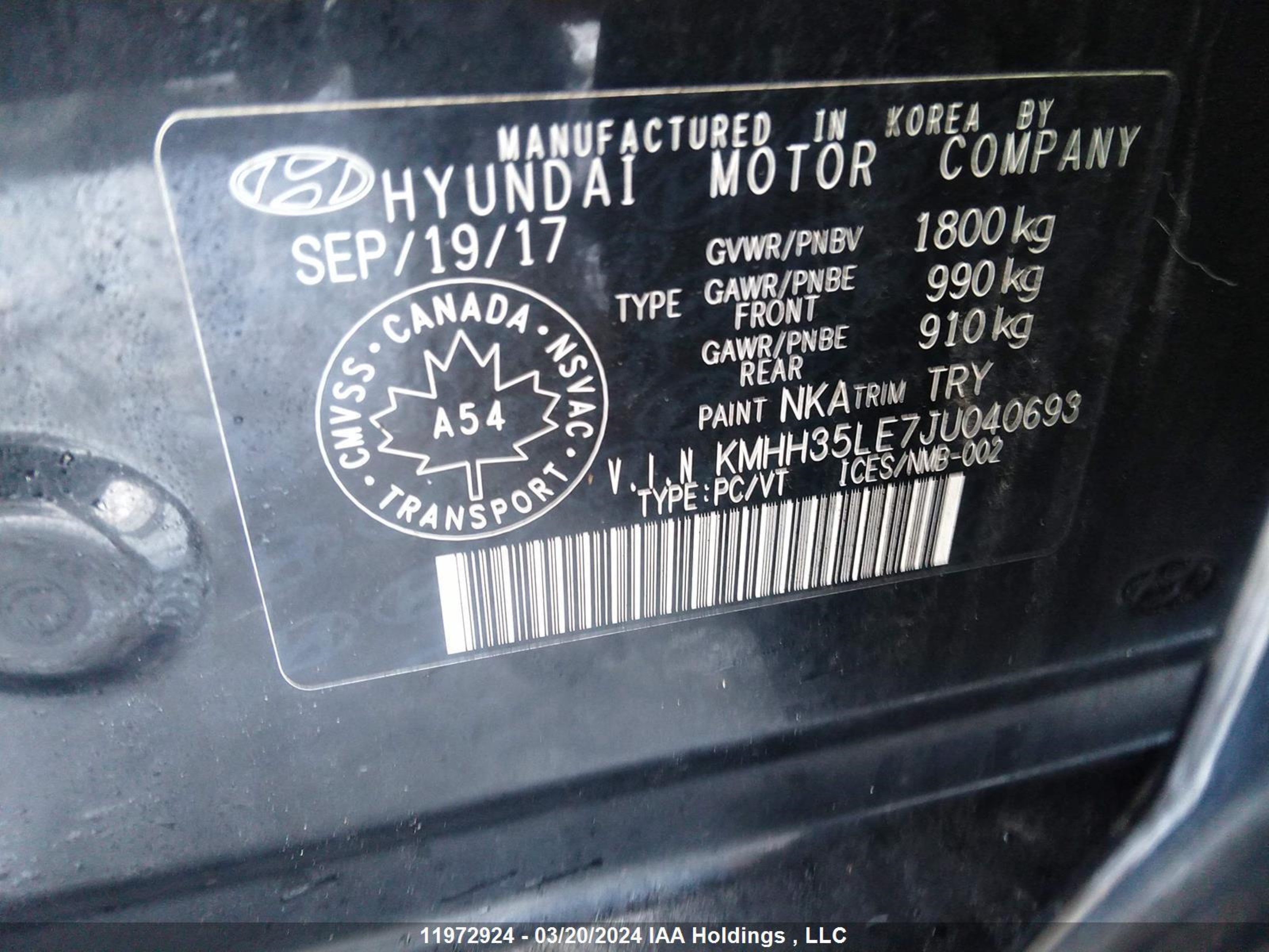 Photo 8 VIN: KMHH35LE7JU040693 - HYUNDAI ELANTRA 