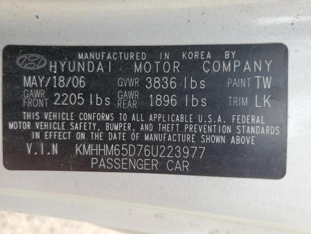 Photo 11 VIN: KMHHM65D76U223977 - HYUNDAI TIBURON GS 