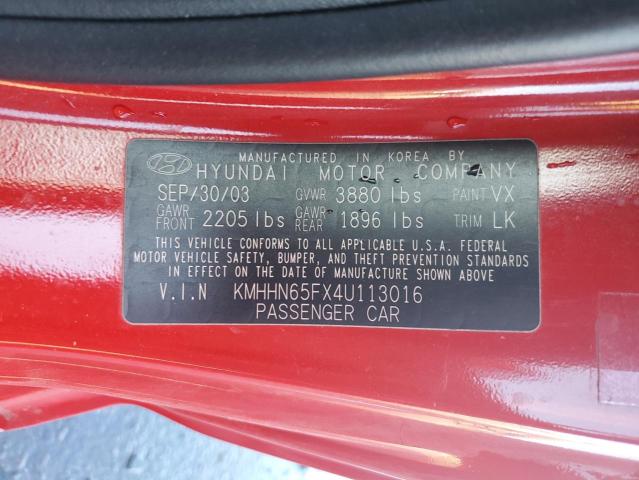 Photo 11 VIN: KMHHN65FX4U113016 - HYUNDAI TIBURON 