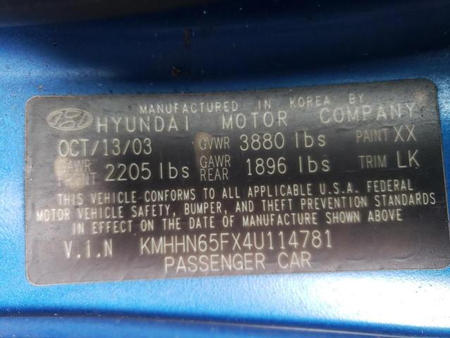 Photo 12 VIN: KMHHN65FX4U114781 - HYUNDAI TIBURON 