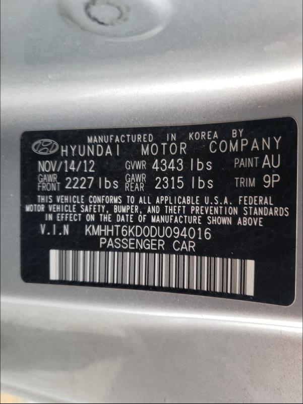 Photo 9 VIN: KMHHT6KD0DU094016 - HYUNDAI GENESIS CO 