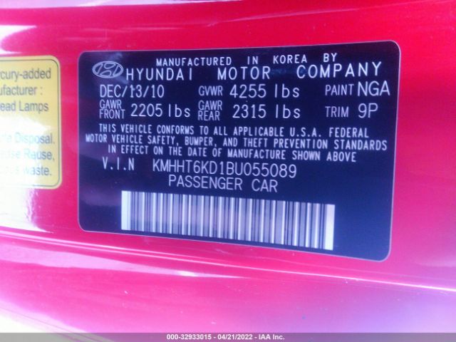 Photo 8 VIN: KMHHT6KD1BU055089 - HYUNDAI GENESIS COUPE 