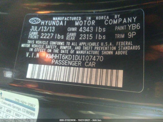 Photo 8 VIN: KMHHT6KD1DU107470 - HYUNDAI GENESIS COUPE 