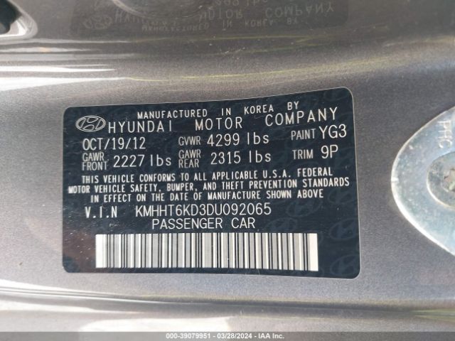 Photo 8 VIN: KMHHT6KD3DU092065 - HYUNDAI GENESIS 