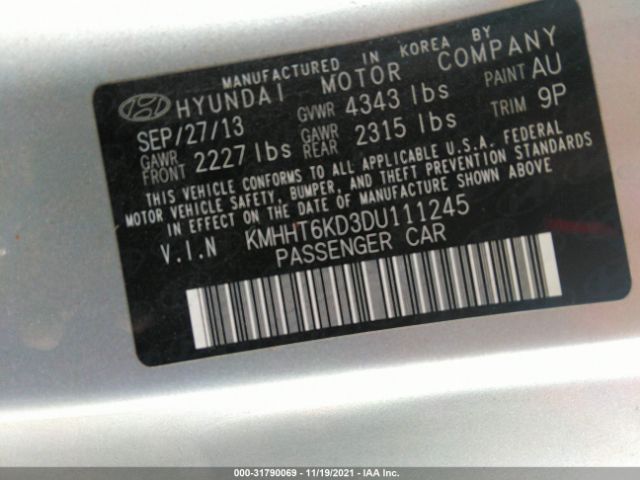 Photo 8 VIN: KMHHT6KD3DU111245 - HYUNDAI GENESIS COUPE 