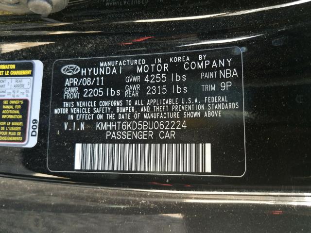 Photo 9 VIN: KMHHT6KD5BU062224 - HYUNDAI GENESIS CO 