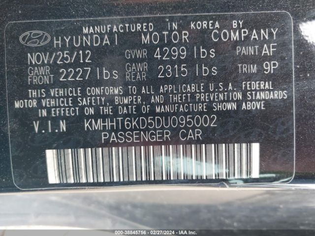 Photo 8 VIN: KMHHT6KD5DU095002 - HYUNDAI GENESIS 