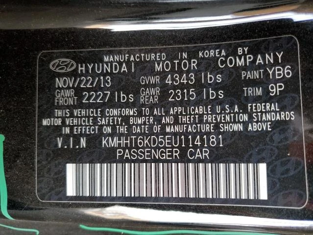 Photo 12 VIN: KMHHT6KD5EU114181 - HYUNDAI GENESIS CO 