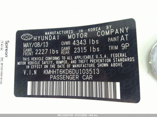 Photo 8 VIN: KMHHT6KD6DU103513 - HYUNDAI GENESIS COUPE 