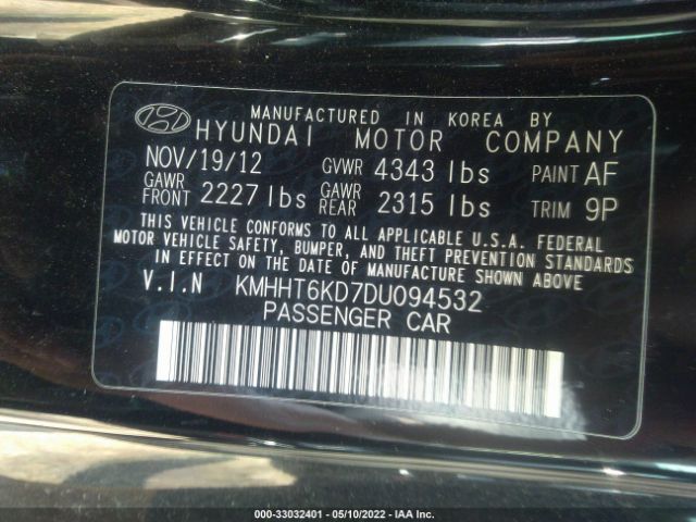 Photo 8 VIN: KMHHT6KD7DU094532 - HYUNDAI GENESIS 