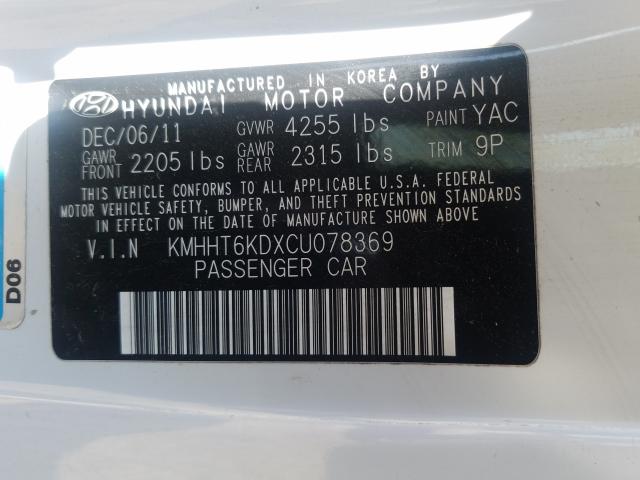 Photo 9 VIN: KMHHT6KDXCU078369 - HYUNDAI GENESIS CO 