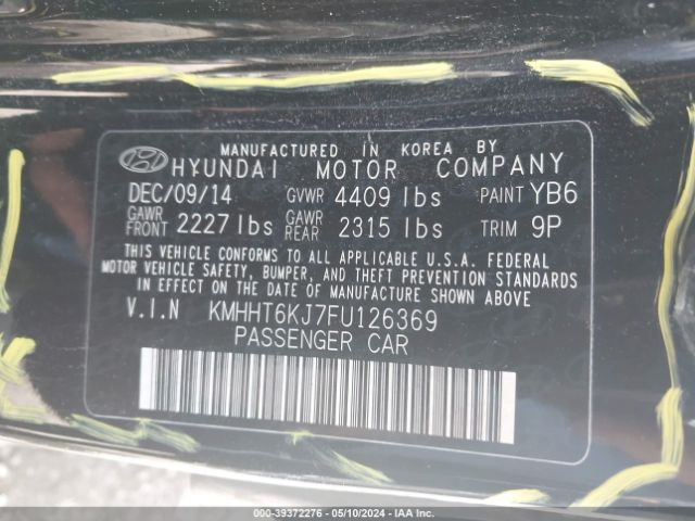 Photo 8 VIN: KMHHT6KJ7FU126369 - HYUNDAI GENESIS 