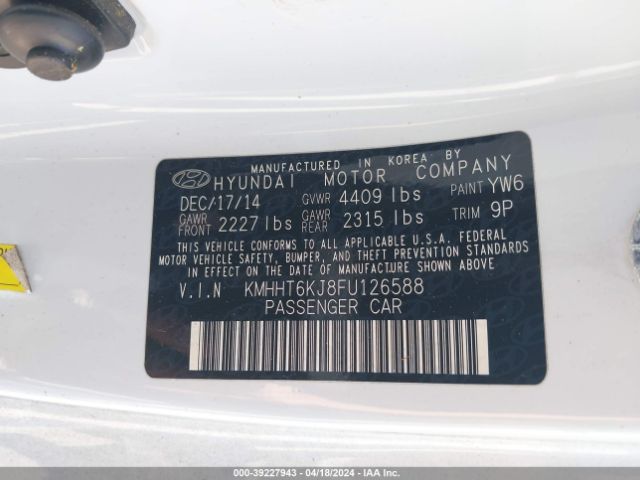 Photo 8 VIN: KMHHT6KJ8FU126588 - HYUNDAI GENESIS 