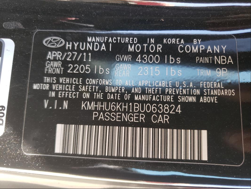 Photo 9 VIN: KMHHU6KH1BU063824 - HYUNDAI GENESIS CO 