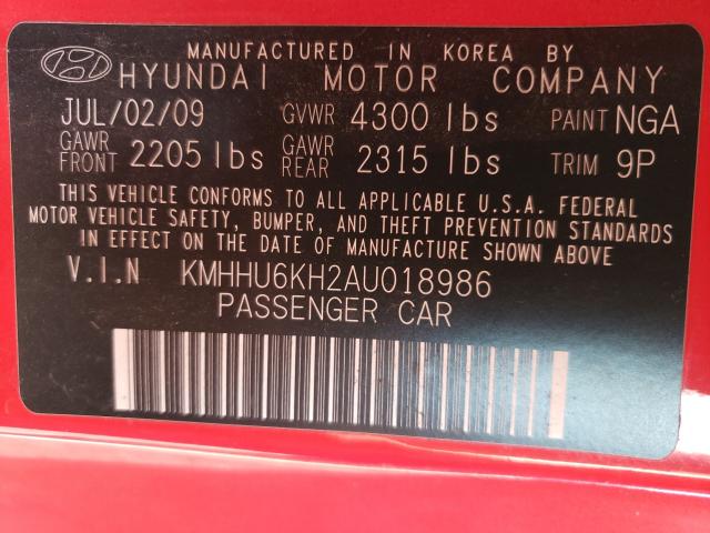 Photo 9 VIN: KMHHU6KH2AU018986 - HYUNDAI GENESIS CO 