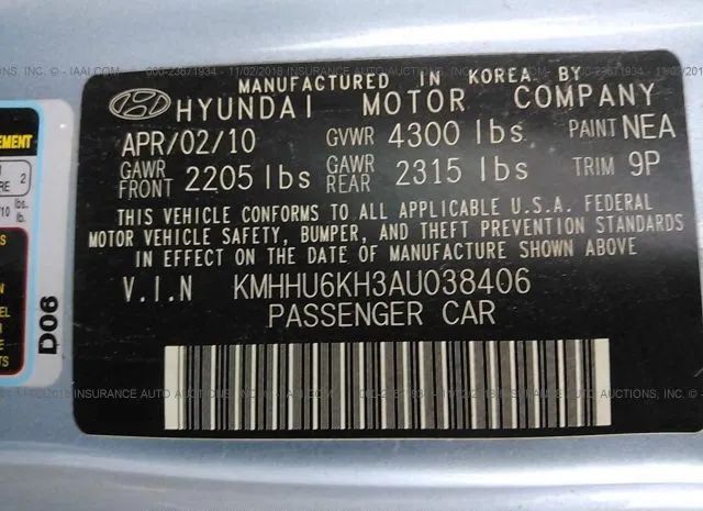 Photo 8 VIN: KMHHU6KH3AU038406 - HYUNDAI GENESIS COUPE 