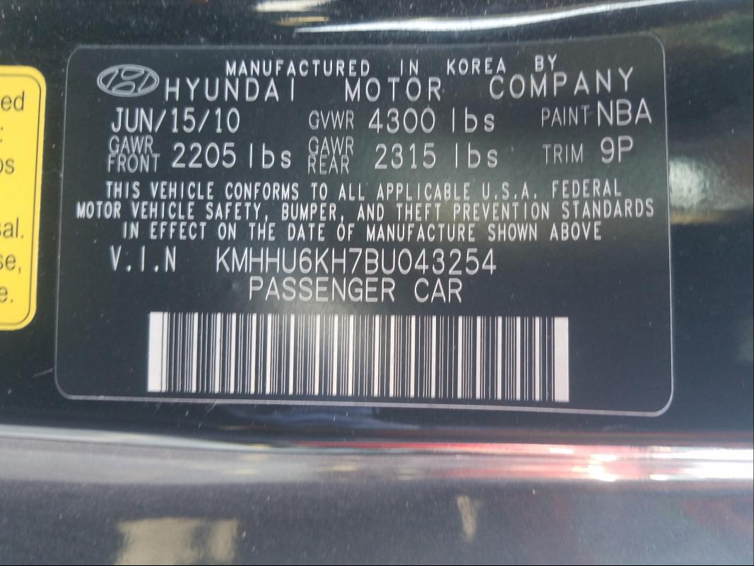 Photo 9 VIN: KMHHU6KH7BU043254 - HYUNDAI GENESIS CO 