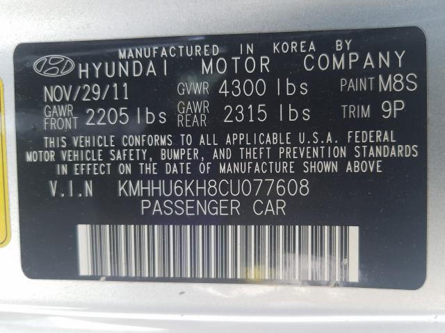 Photo 9 VIN: KMHHU6KH8CU077608 - HYUNDAI GENESIS CO 