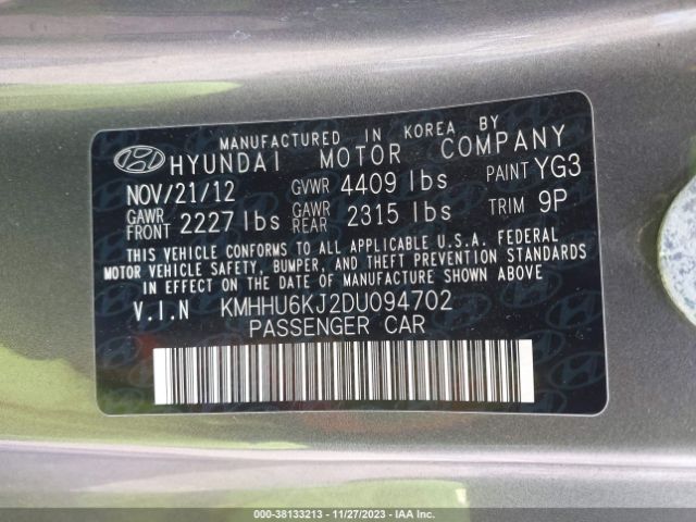 Photo 8 VIN: KMHHU6KJ2DU094702 - HYUNDAI GENESIS 