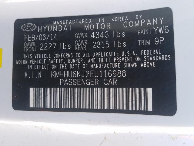 Photo 9 VIN: KMHHU6KJ2EU116988 - HYUNDAI GENESIS CO 