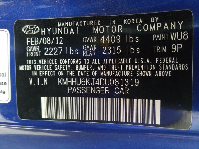 Photo 9 VIN: KMHHU6KJ4DU081319 - HYUNDAI GENESIS CO 