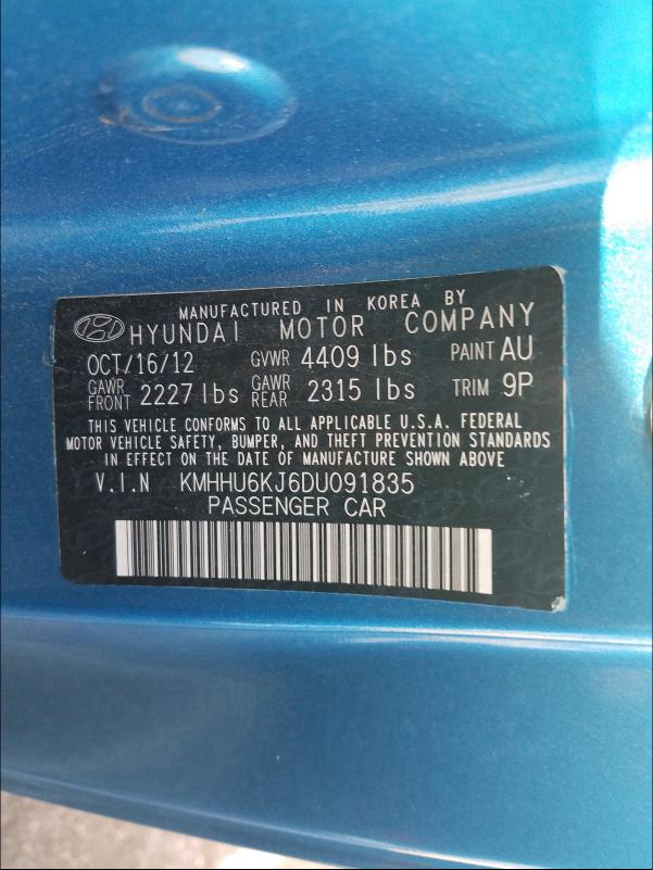 Photo 9 VIN: KMHHU6KJ6DU091835 - HYUNDAI GENESIS CO 