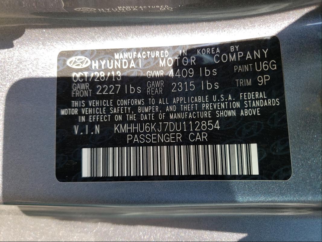 Photo 9 VIN: KMHHU6KJ7DU112854 - HYUNDAI GENESIS CO 