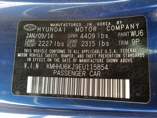 Photo 9 VIN: KMHHU6KJ9EU115854 - HYUNDAI GENESIS CO 