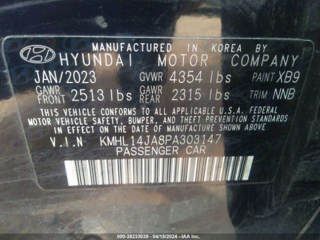 Photo 8 VIN: KMHL14DA8PA303147 - HYUNDAI SONATA 