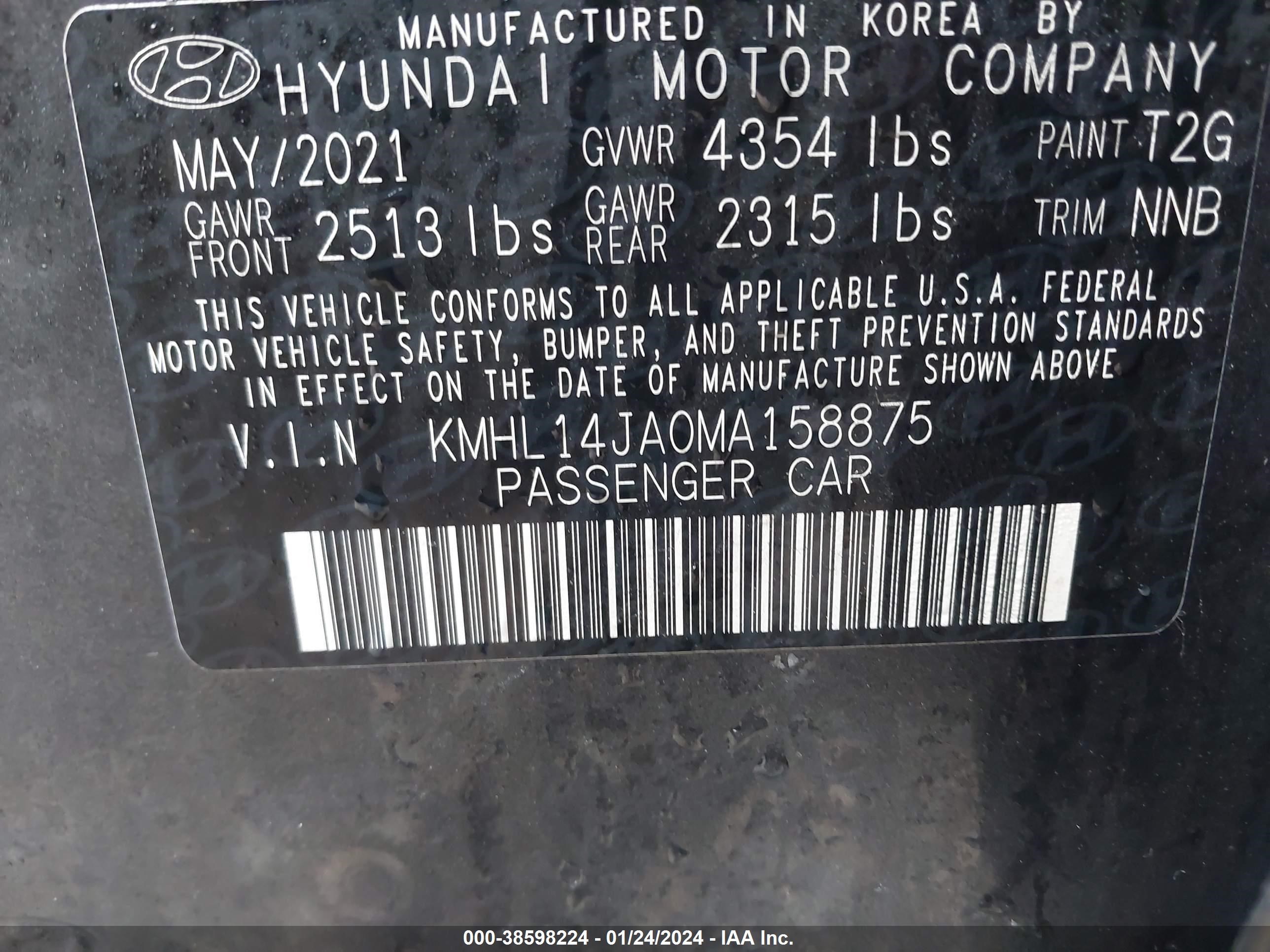 Photo 8 VIN: KMHL14JA0MA158875 - HYUNDAI SONATA 