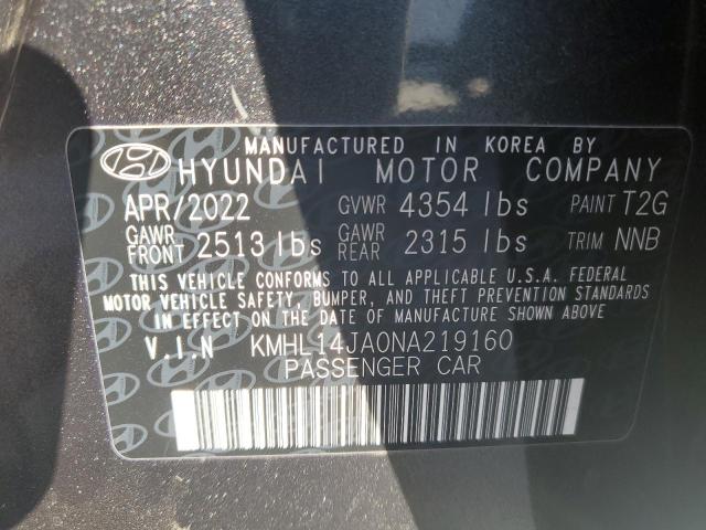 Photo 11 VIN: KMHL14JA0NA219160 - HYUNDAI SONATA SEL 