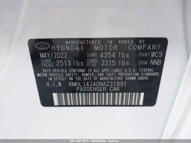 Photo 8 VIN: KMHL14JA0NA231891 - HYUNDAI SONATA 