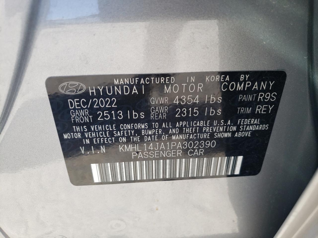 Photo 11 VIN: KMHL14JA1PA302390 - HYUNDAI SONATA 