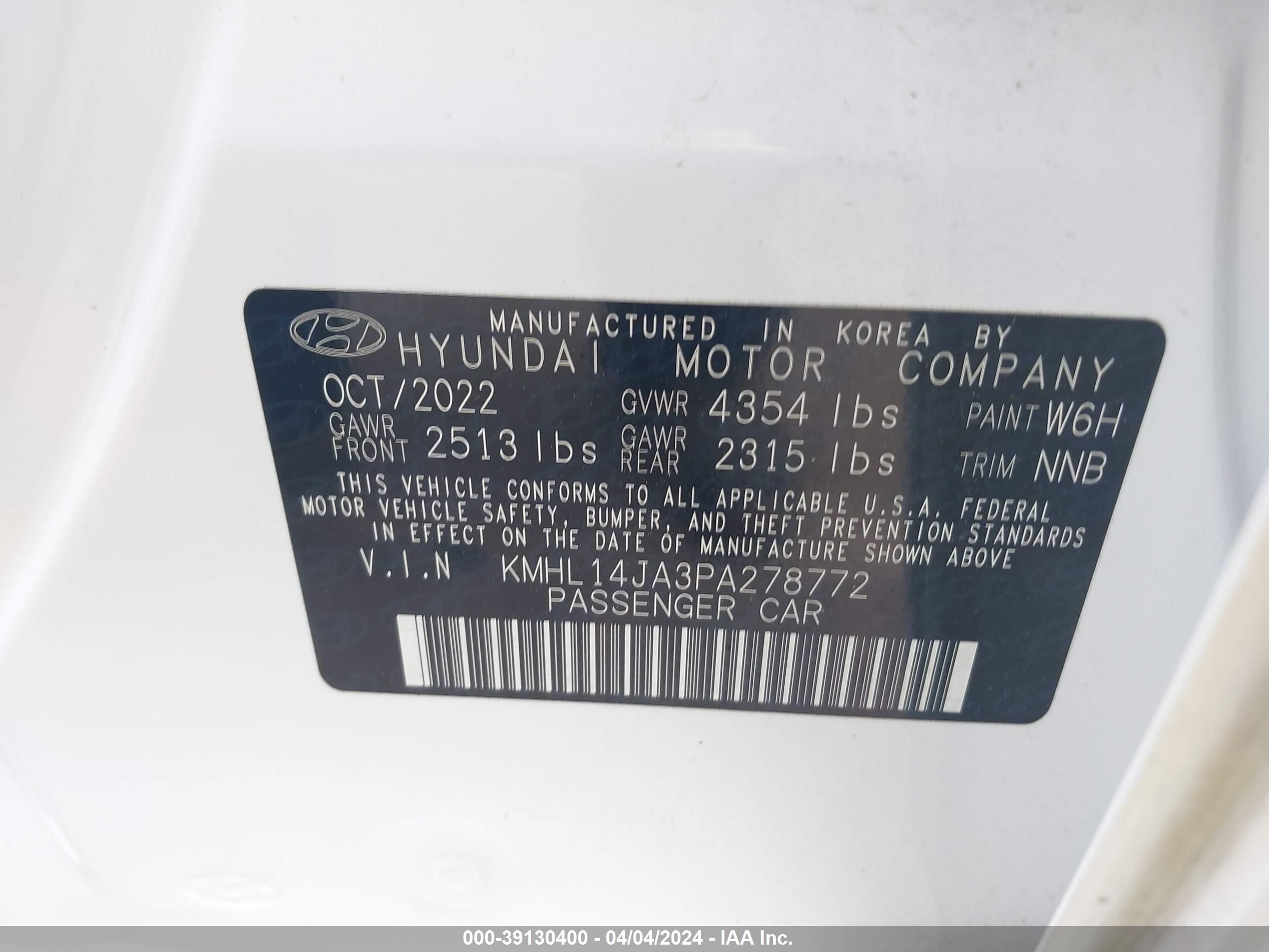 Photo 8 VIN: KMHL14JA3PA278772 - HYUNDAI SONATA 