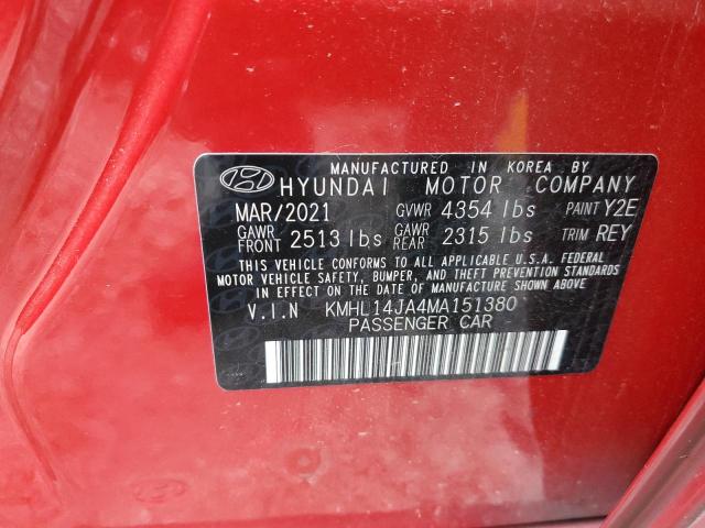 Photo 12 VIN: KMHL14JA4MA151380 - HYUNDAI SONATA SEL 